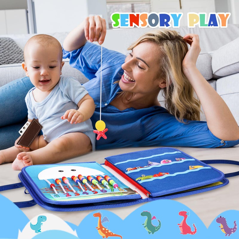 SparkShoots Busy Board Toddler Stocking Stuffers: Sensory Toys for Toddlers 1 2 3 4 Year Old Boy Gifts Montessori Toys - Toddler Airplane Travel Essentials & Road Trip Must Haves  Age 12 18 Month Baby Abacus Toy - Image 3